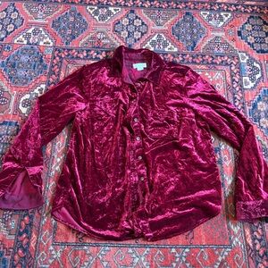 Maeve / Anthropologie Burgundy Velvet Blouse